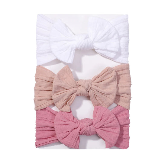 3Pcs Solid Color Baby Headband Bow Children Hair Band Elastic Nylon Newborn Headbands Soft Turban Headwrap Kid Hair Accessories